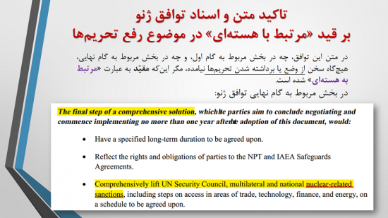 بررسی مستند و ملموس نه مانعی که رفع تحریم‌ها را از طریق مذاکرات غیر ممکن می‌کند