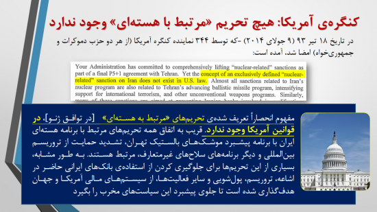 بررسی مستند و ملموس نه مانعی که رفع تحریم‌ها را از طریق مذاکرات غیر ممکن می‌کند
