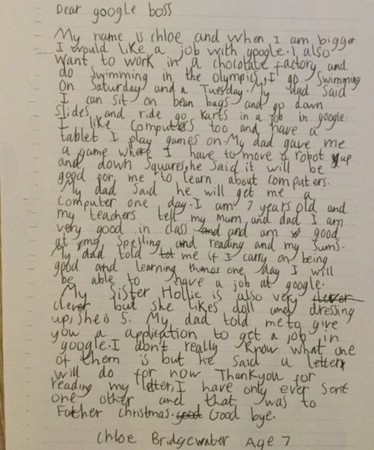 نامه دختربچه ۷ ساله به مدیرعامل گوگل +عکس