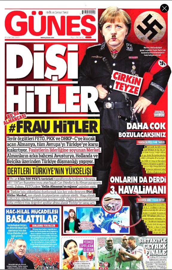 عکس/ تصویر فوتوشاپ روزنامۀ ترکیه‌ای از هیتلر خانم