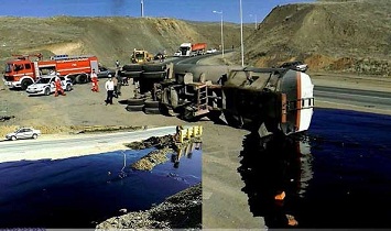 واژگونی تانکرها در جاده های کردستان ،تهدیدی برای سلامت شهروندان و محیط زیست منطقه