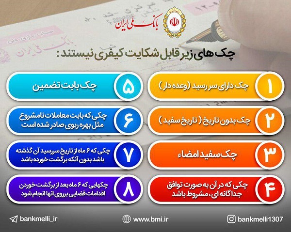 اینفوگرافی:چک هایی که قابل شکایت کیفری نیستند