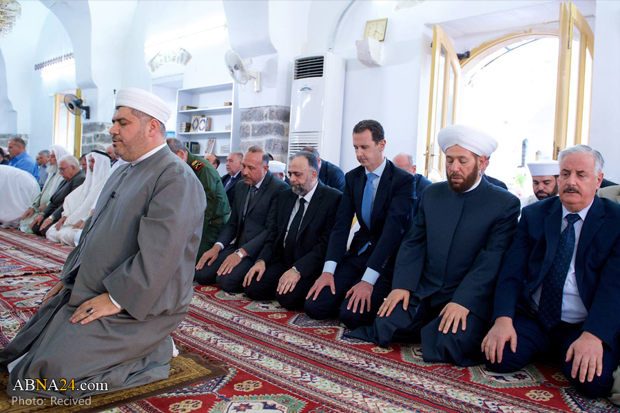 برگزاری نماز عید فطر در سوریه با حضور بشار اسد