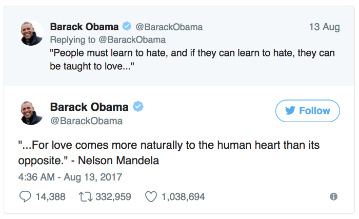 توییت ضدنژادپرستی اوباما