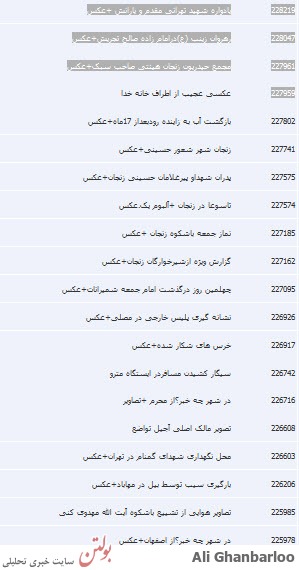 لیست کلی سرویس عکس با کد خبر+تصاویر