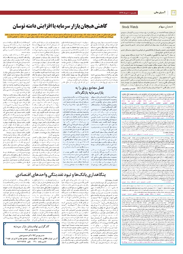 صفحه بورس روزنامه‌های 10خرداد