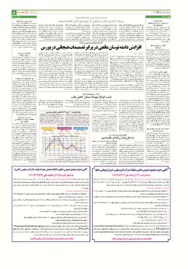 صفحه بورس روزنامه‌های 10خرداد