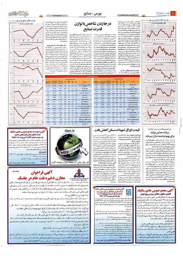صفحه بورس روزنامه‌های 10خرداد
