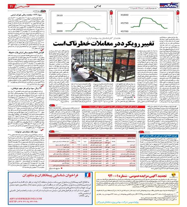 صفحه بورس روزنامه‌های 10خرداد