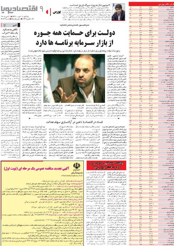 صفحه بورس روزنامه‌های 10خرداد