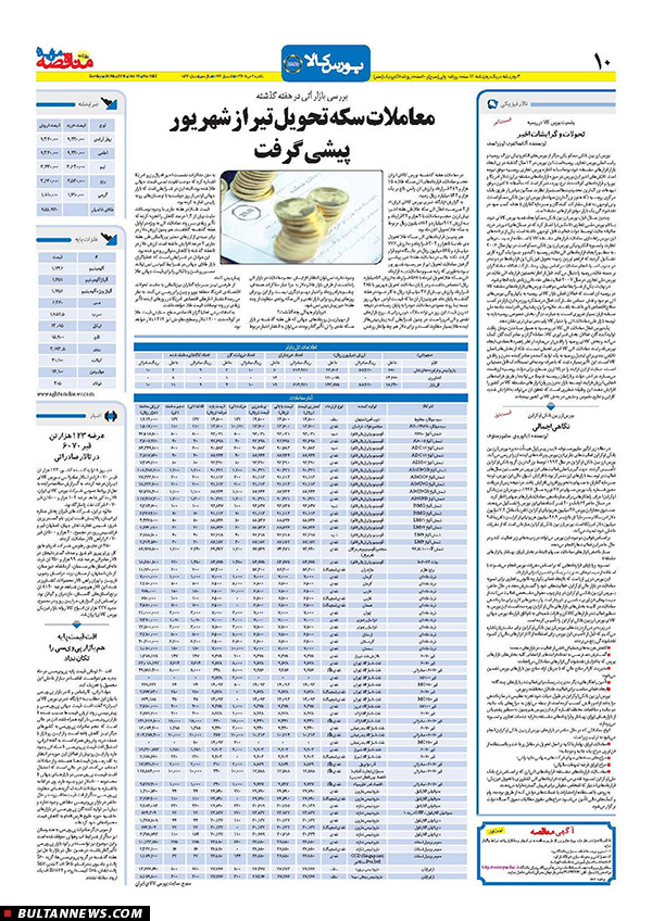 صفحه بورس روزنامه‌های 3 خرداد