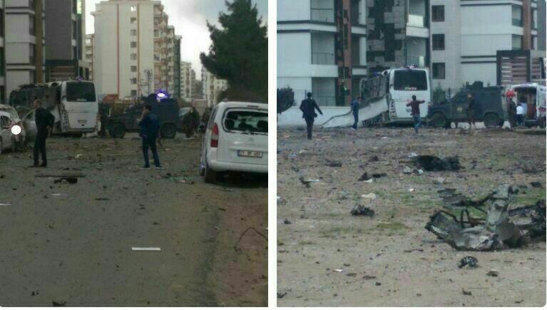 انفجار دیاربکر ترکیه 4 پلیس کشته و 14 نفر زخمی شدند.