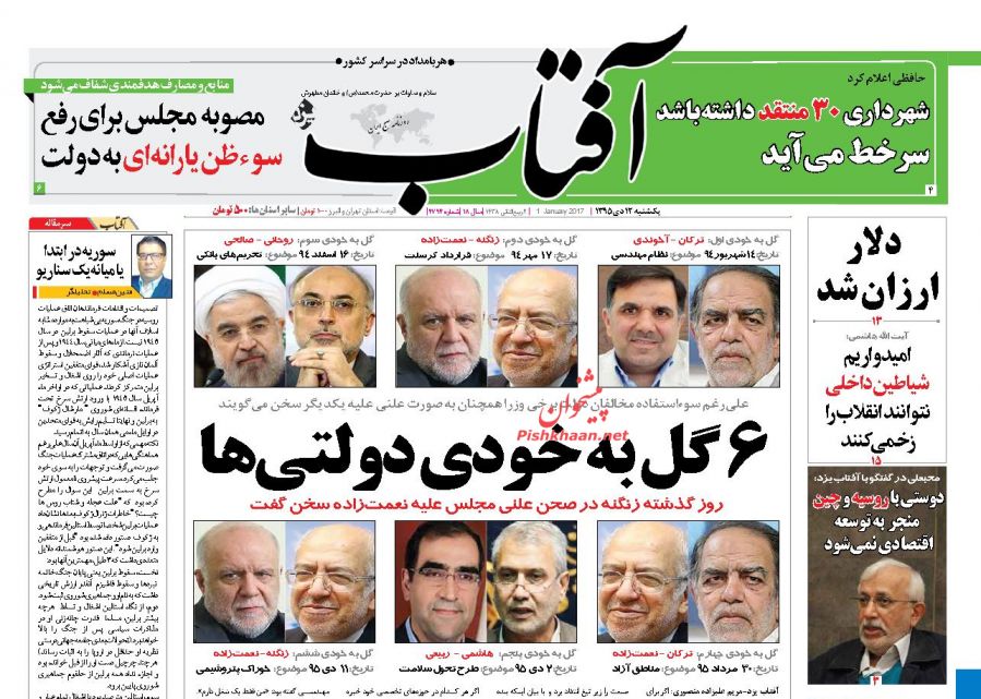 صفحه نخست روزنامه های 12دی ماه 95