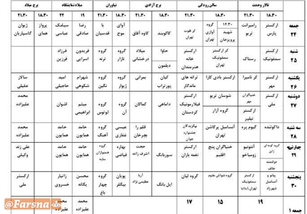 جشنواره موسیقی فجر دو روز دیرتر برگزار می‌شود/ برنامه اغلب اجراها تغییر کرد