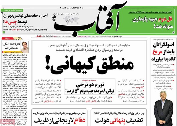 صفحه اول روزنامه‌های ۶ دی ۹۵