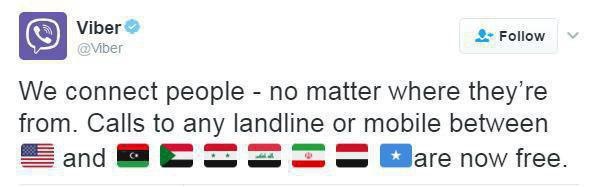 تماس وایبری میان آمریکا و ۷ کشور مسلمان رایگان شد