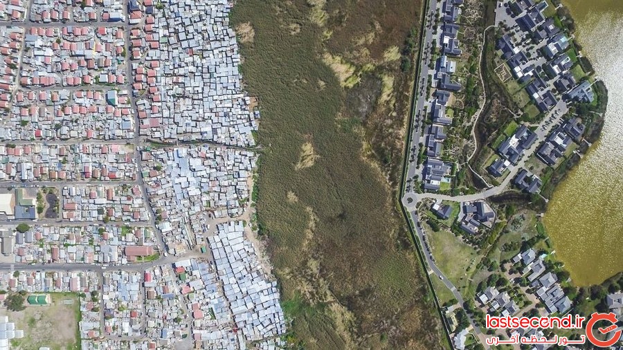 تصاویری از مرز بین مناطق فقیر و ثروتمند در کیپ تاون