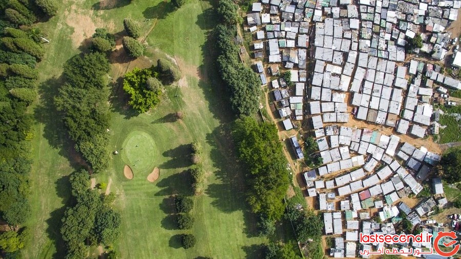 تصاویری از مرز بین مناطق فقیر و ثروتمند در کیپ تاون