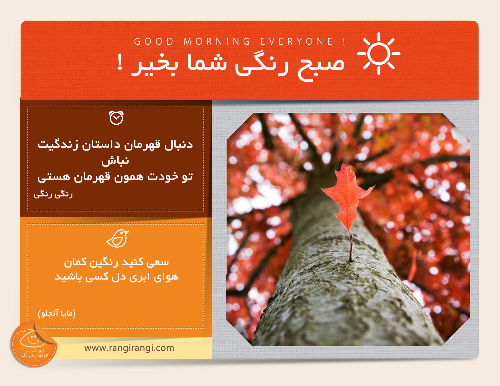 صبحت بخیر و رنگی/ این تویی که تصمیم میگیری امروز چه روزی باشه