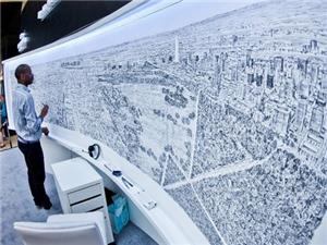 اين هنرمند با يک نگاه، شهر را با جزئيات کامل نقاشي مي کند! + فيلم