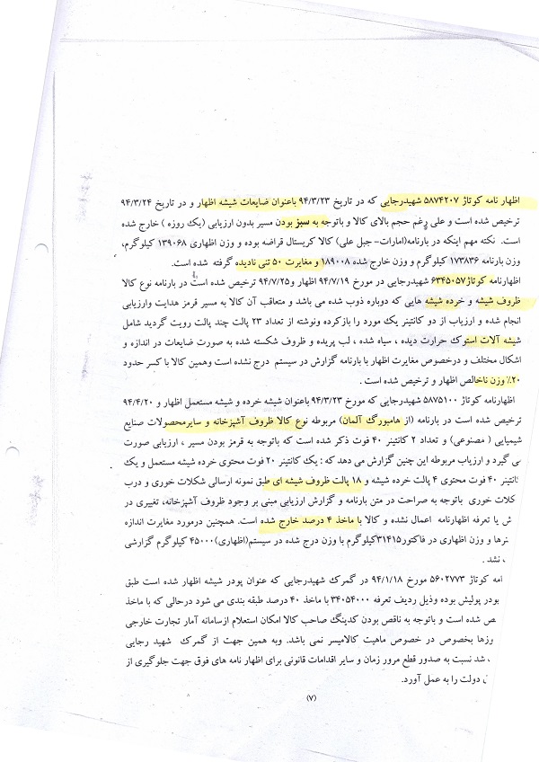 هنرمندی گمرک ایران در ترخیص ظروف کریستال با عنوان خرده شیشه و خاک سیلیس+ اسناد