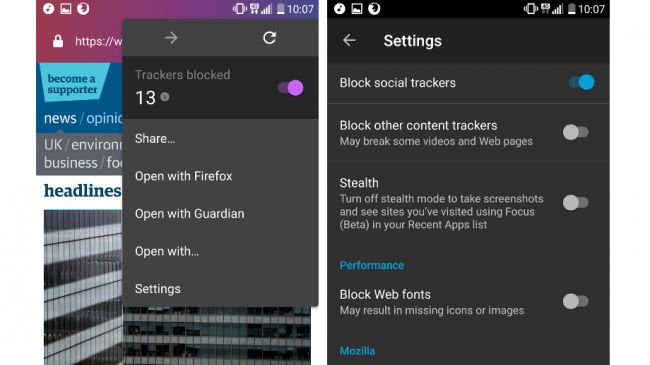 Firefox Focus مرورگر جدید موزیلا برای اندروید