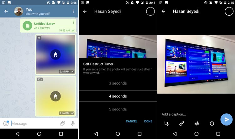امکان ارسال تصاویر ناپدید شونده در آپدیت 4.2 تلگرام