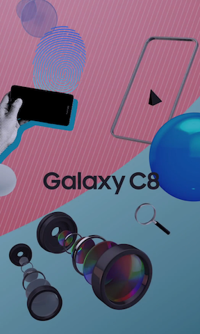 پوستر تبلیغاتی Galaxy C8 و دوربین با لنز دوگانه