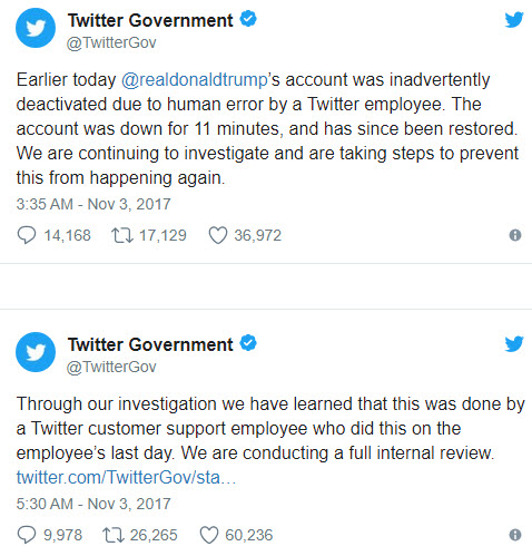 کارمند توییتر حساب دونالد ترامپ را غیر فعال کرد
