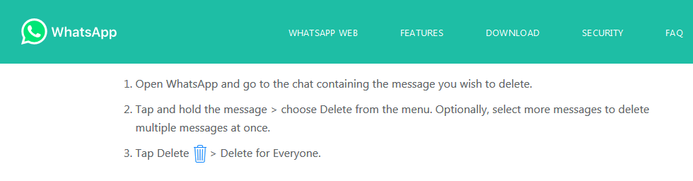 حذف پیام های ارسالی در واتس اپ ممکن می شود