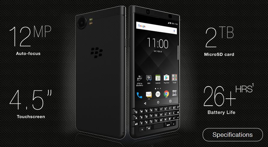 مشخصات گوشی بلک‌بری KEYone مشخص شد