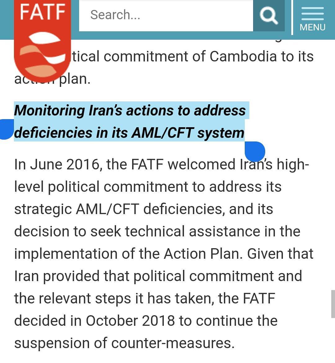 تمدید تعلیق اقدامات تقابلی FATF علیه ایران تاچهار ماه آینده