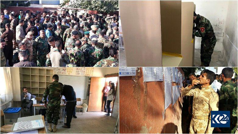 ساعاتی پیش رای‌گیری نیروهای پیشمرگ کردستان آغاز شد