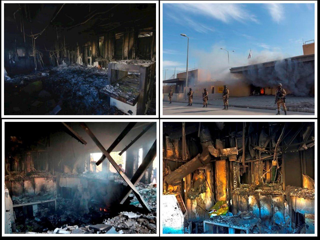 عکس هایی از خسارت وارشده به سفارت آمریکا در بغداد