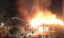 آتش‌سوزی در میدان حسن‌آباد تهران + فیلم