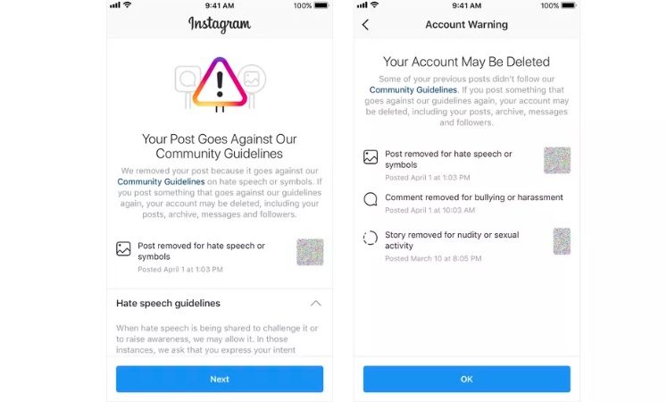 قوانین جدید اینستاگرام برای حذف اکانت کاربران خاطی