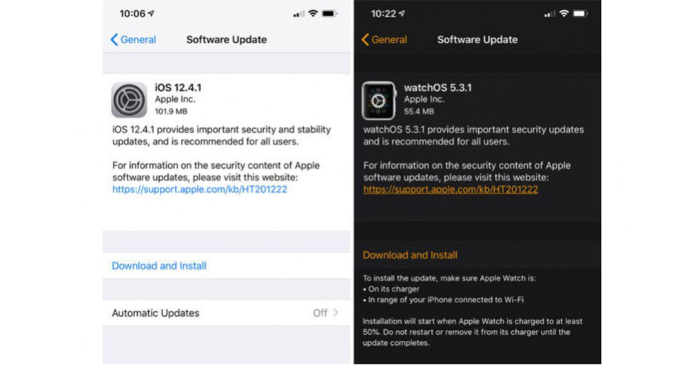 سیستم عامل iOS 12.4.1 و watchOS 5.3.1 عرضه شد سیستم عامل iOS 12.4.1 و watchOS 5.3.1 عرضه شد