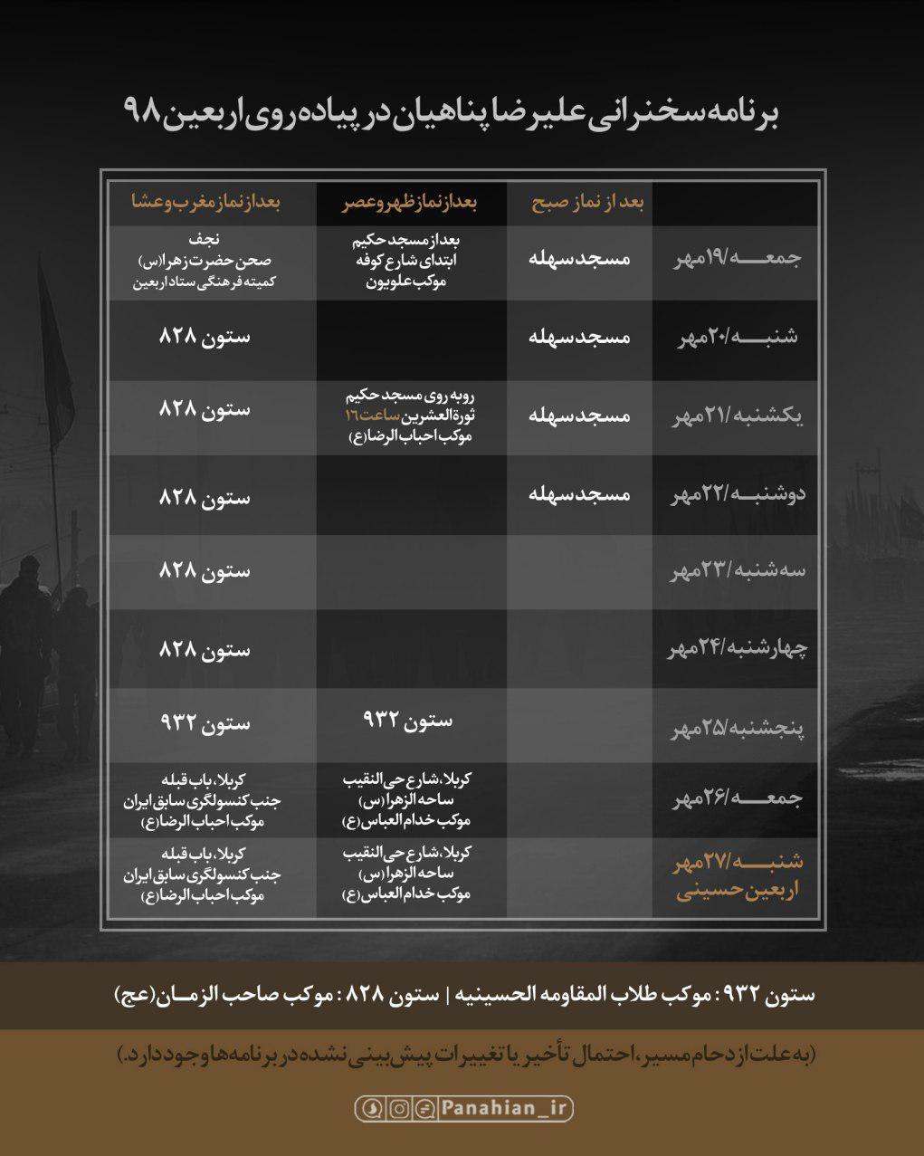 برنامه سخنرانی پناهیان در اربعین حسینی اعلام شد