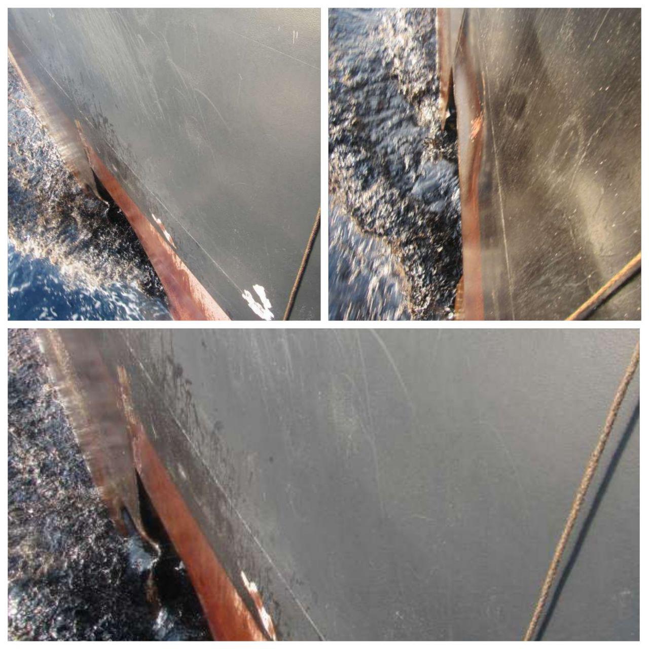 تصاویر مربوط به آسیب دیدگی بدنه کشتی نفتکش SABITI