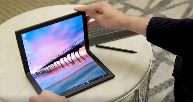 لنوو از نخستین لپ تاپ منعطف جهان پرده برداری کرد