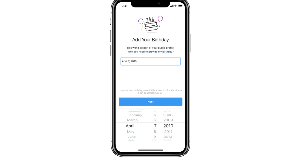 ثبت تاریخ تولد هنگام ثبت نام در اینستاگرام الزامی شد