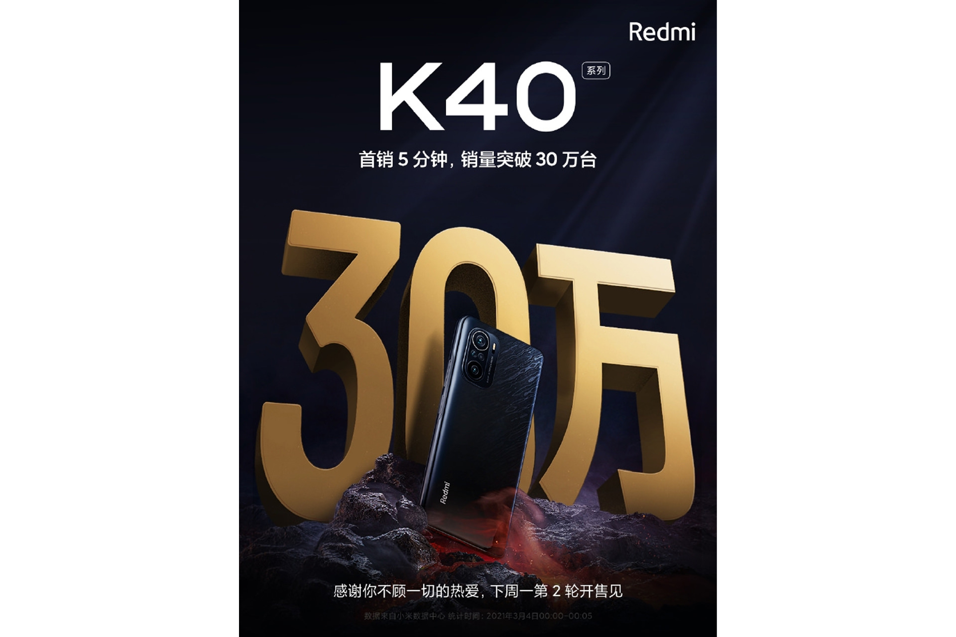 فروش بیش از ۳۰۰ هزار دستگاه از گوشی‌های خانواده‌ ردمی K40 در پنج دقیقه