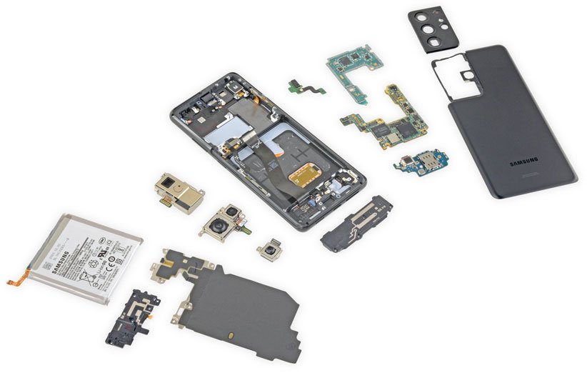 کالبدشکافی گلکسی S21 اولترا دشوار بودن تعمیر آن را نشان می‌دهد