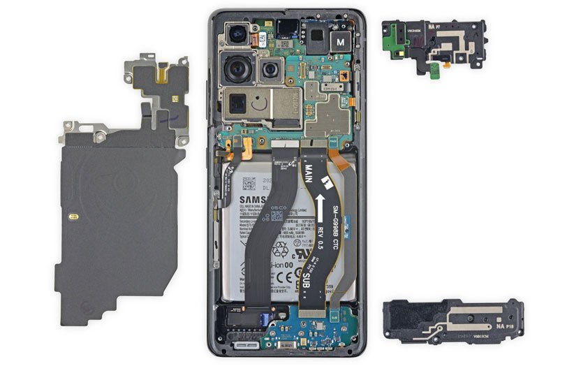 کالبدشکافی گلکسی S21 اولترا دشوار بودن تعمیر آن را نشان می‌دهد