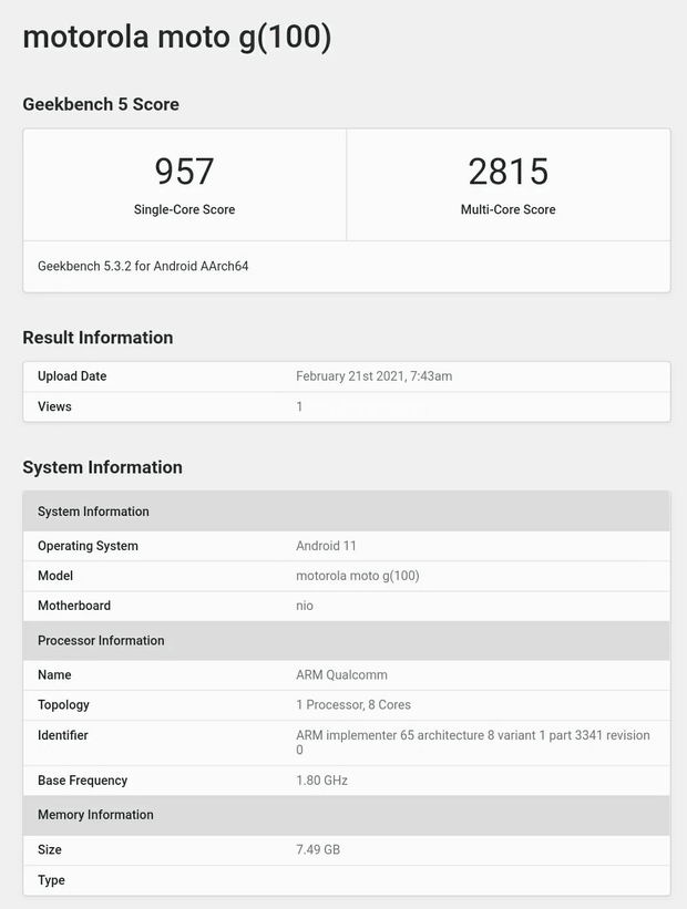 بنچمارک گوشی موتورولا Moto G100 نوید آمدن یک مدل قدرتمند را میدهد بنچمارک گوشی موتورولا Moto G100 نوید آمدن یک مدل قدرتمند را میدهد