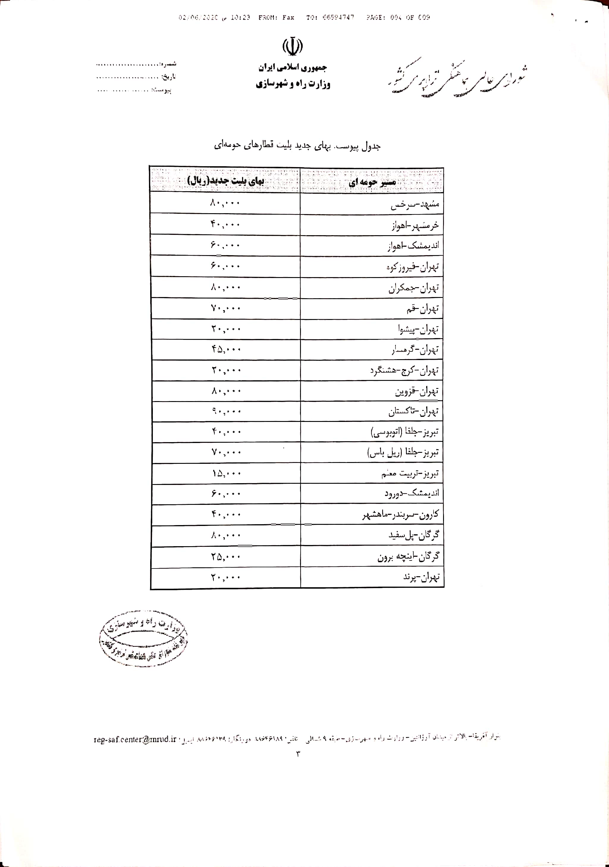 افزایش بی سر و صدای ۲۰ درصدی قیمت بلیت قطار