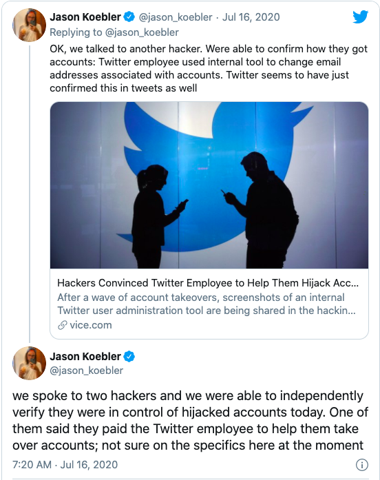 هک توییتر با تضعیف سیستم های کارکنان آن صورت گرفته است