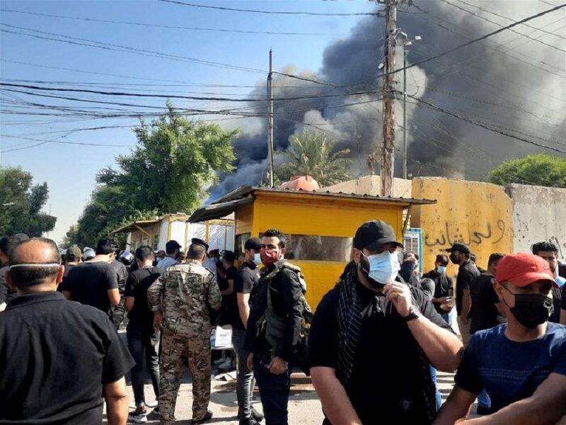 رئیس جمهور عراق: حمله به دفتر پارتی و توهین به حشد شعبی مردود است/ بیانیه حشد شعبی در رابطه با به آتش کشیدن دفتر پارتی در بغداد