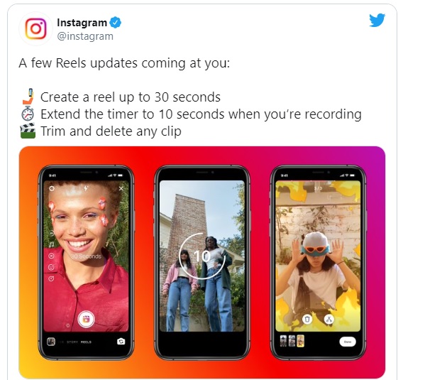 اینستاگرام ریلز با قابلیت ارسال ویدیو‌‌های طولانی‌تر و ویرایش آسانتر به‌روز شد