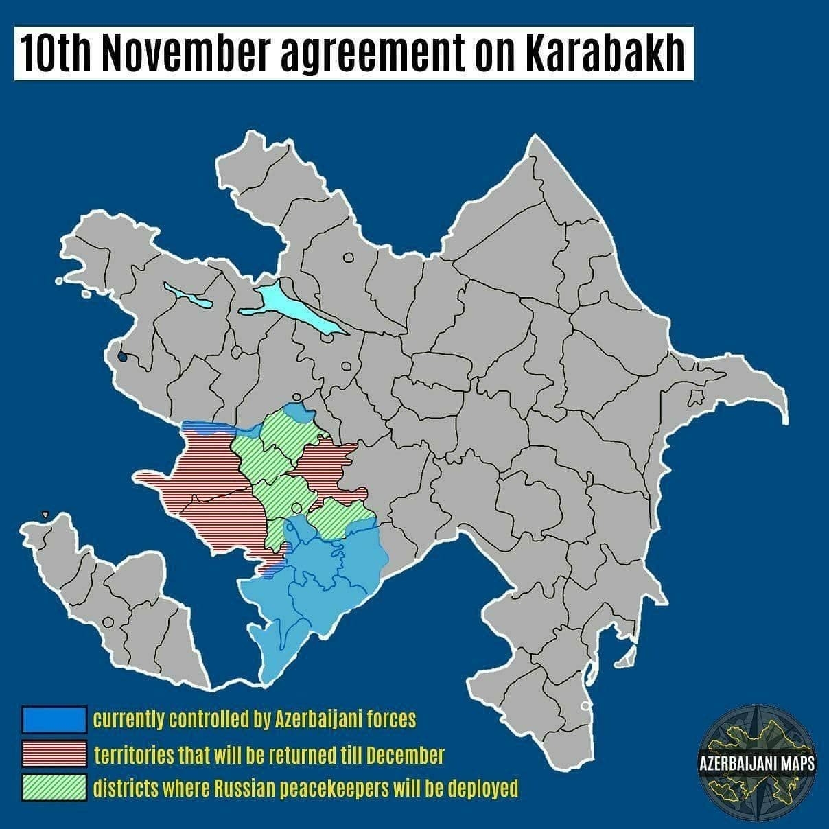 نقشه پیروزی‌های باکو و آنکارا در جنگ قره باغ